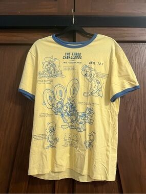 🐤 Disney Parks Three Caballeros Sketch Ink & Paint Yellow T-Shirt Sz M EUC
